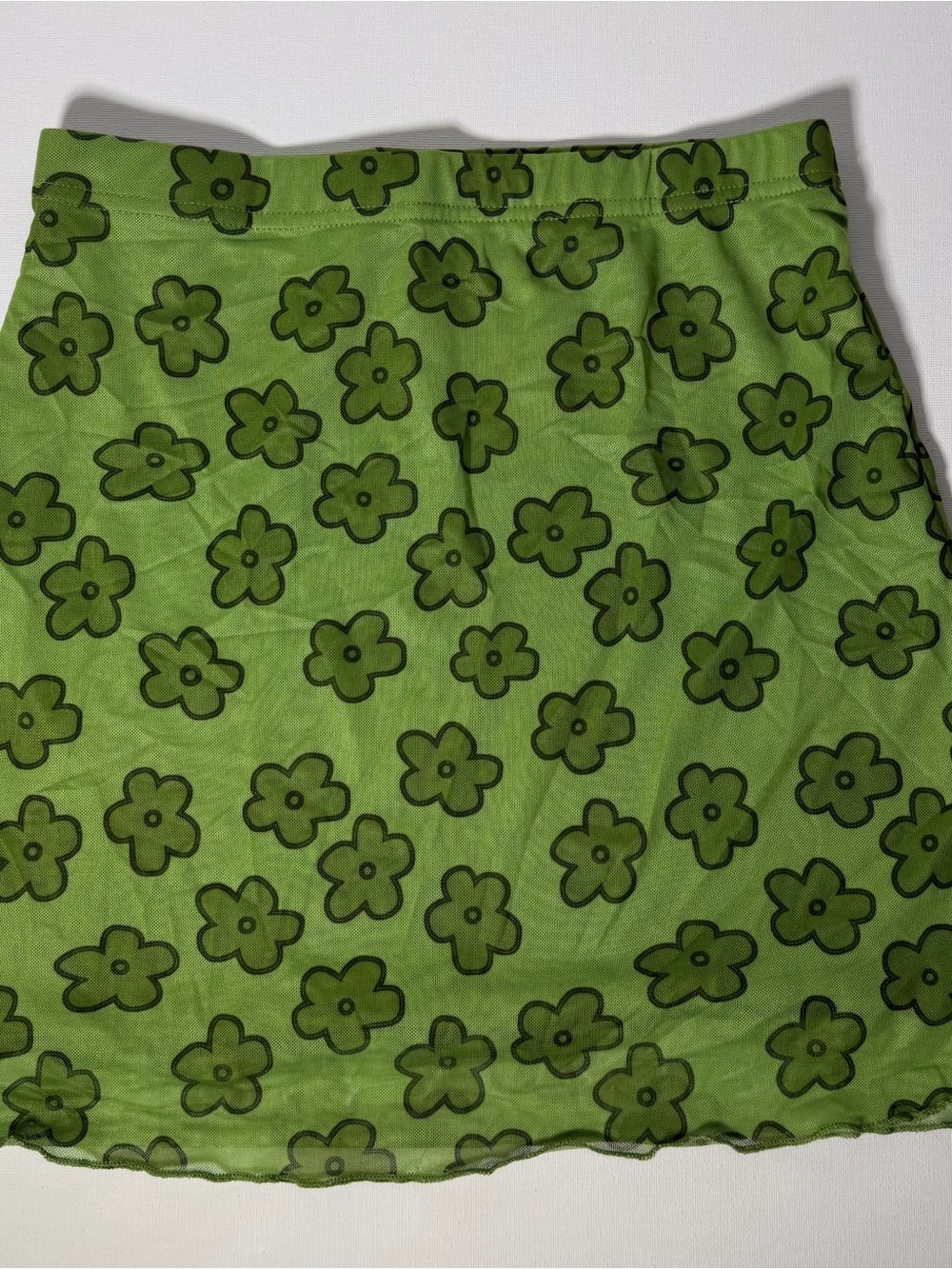 Women’s Green Floral A-Line Skirt Size M - SpongeBob/Patrick Costume
